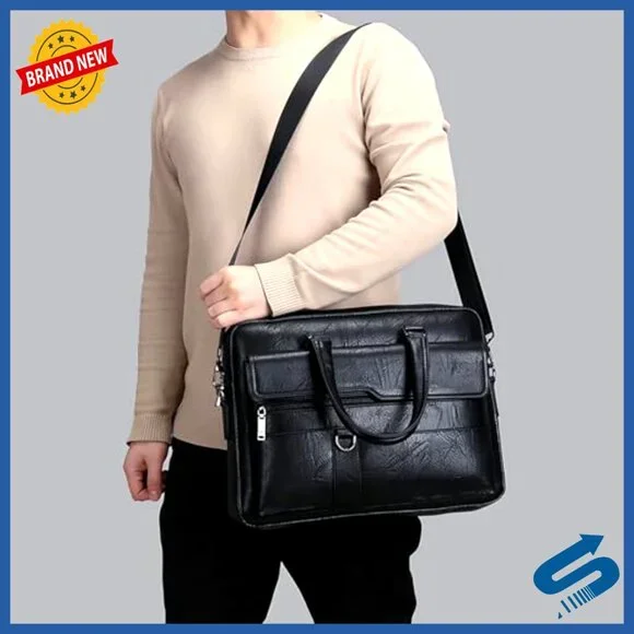 Leather Laptop Messenger Bag Professional Briefcase Crossbody Shoulder